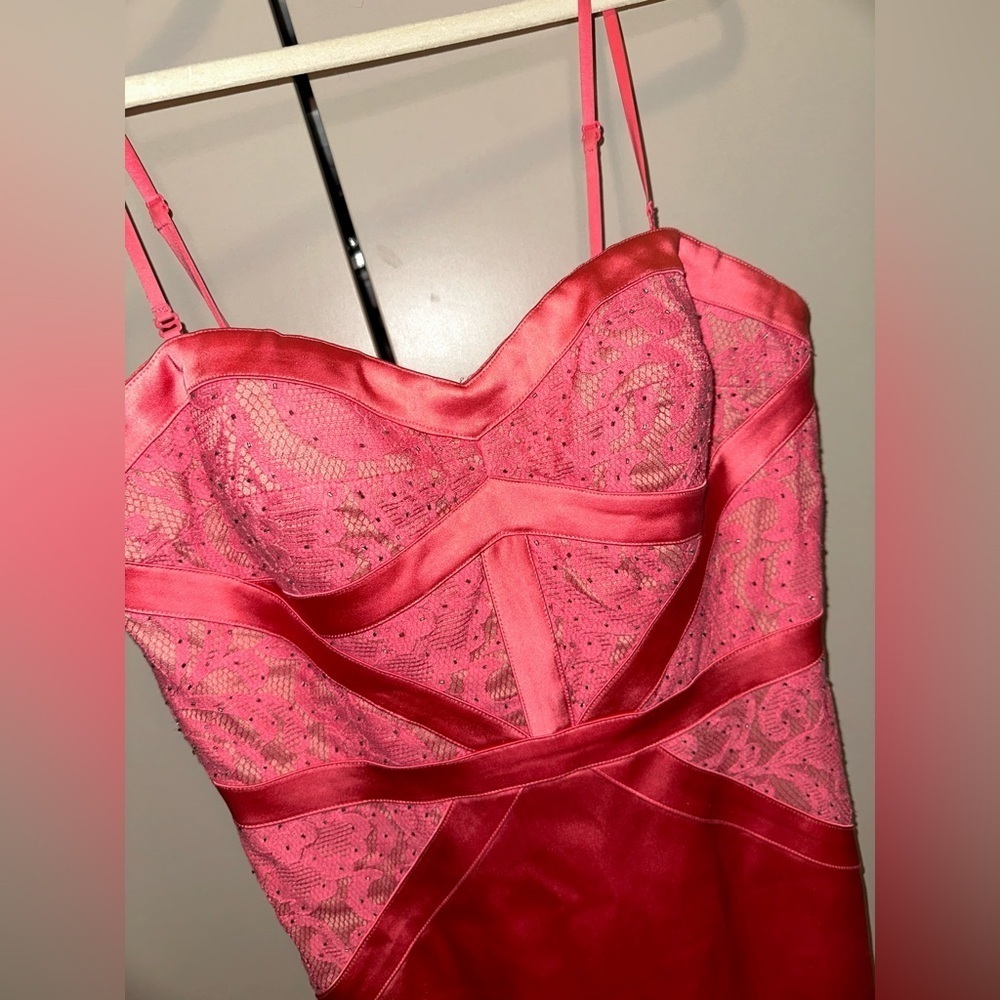 Aidan Mattox Pink Lace Coral Bodycon Dress Size 10 - Picture 2 of 4